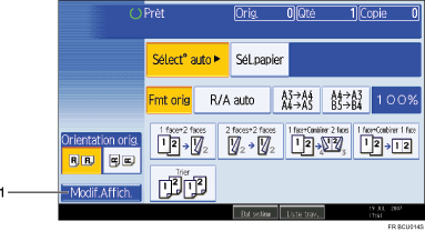 Illustration de l'&eacute;cran du panneau de commande num&eacute;rot&eacute;e