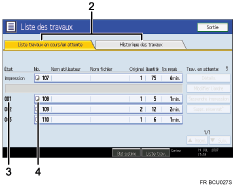 Illustration de l'&eacute;cran du panneau de commande num&eacute;rot&eacute;e