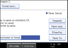 Illustration de l'&eacute;cran du panneau de commande.