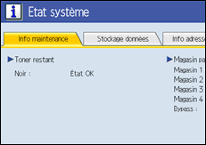 Illustration de l'écran du panneau de commande