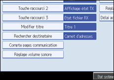Illustration de l'écran du panneau de commande