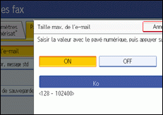 Illustration de l'écran du panneau de commande