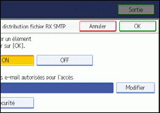 Illustration de l'écran du panneau de commande