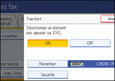 Illustration de l'écran du panneau de commande