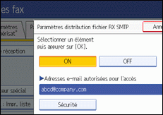 Illustration de l'écran du panneau de commande