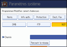Illustration de l'écran du panneau de commande