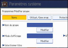 Illustration de l'écran du panneau de commande