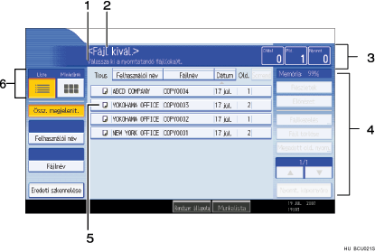 Kezel�panel k&eacute;perny�j&eacute;nek sz&aacute;mozott jel&ouml;l&eacute;s� illusztr&aacute;l&aacute;sa