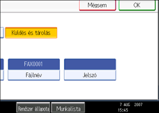 Vezérlőpanel képernyő - kép