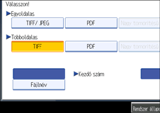 Kezel�panel k&eacute;perny�je