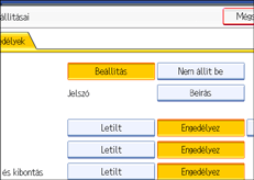 Kezelőpanel képernyője