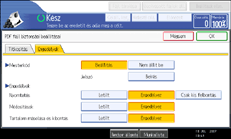 Kezelőpanel képernyője