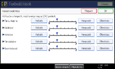 A kezelőpanel képernyője