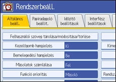 A kezel�panel k&eacute;perny�je