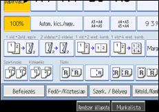 A kezelőpanel képernyője