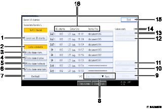 Illustrazione schermata pannello di controllo con didascalie numerate