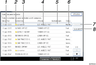 Genummerde oproepafbeelding schermafbeelding bedieningspaneel