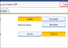 Ilustração do ecrã do painel de operação