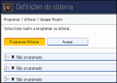 Ilustração do ecrã do painel de operação