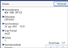 Abbildung des Bedienfeld-Displays