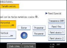 Ilustración de la pantalla del panel de mandos