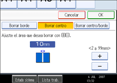 Ilustración de la pantalla del panel de mandos