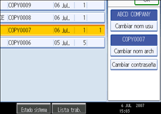 Ilustración de la pantalla del panel de mandos