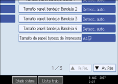 Ilustración de la pantalla del panel de operaciones