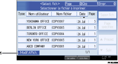 Illustration de l'&eacute;cran du panneau de commande num&eacute;rot&eacute;e