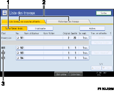 Illustration de l'&eacute;cran du panneau de commande num&eacute;rot&eacute;e