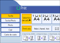 Illustration de l'écran du panneau de commande.