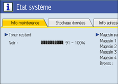 Illustration de l'écran du panneau de commande
