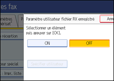 Illustration de l'écran du panneau de commande