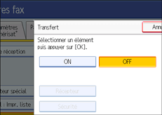 Illustration de l'écran du panneau de commande