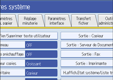 Illustration de l'écran du panneau de commande