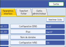 Illustration de l'écran du panneau de commande
