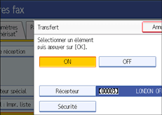 Illustration de l'écran du panneau de commande