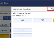 Illustration de l'écran du panneau de commande