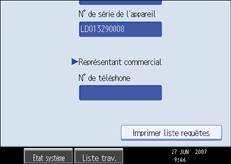 Illustration de l'écran du panneau de commande