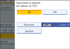 Illustration de l'écran du panneau de commande