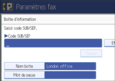 Illustration de l'écran du panneau de commande