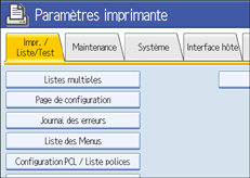 Illustration de l'écran du panneau de commande