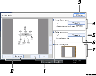 Schermafbeelding van een bedieningspaneel met genummerde oproepafbeeldingen