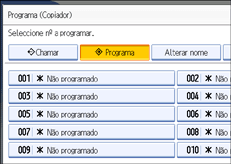 Imagem do ecrã do painel de operação