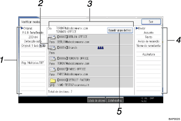 Ilustra&ccedil;&atilde;o com numera&ccedil;&atilde;o do ecr&atilde; do painel de opera&ccedil;&atilde;o