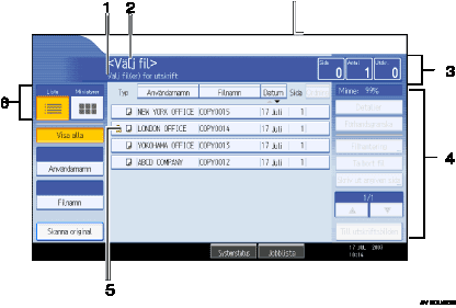 Bild av användarpanelen (numrerade detaljer)