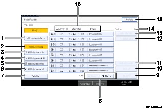 Bild av användarpanelskärm (numrerade detaljer)
