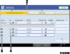 Bild av användarpanelskärm (numrerade detaljer)