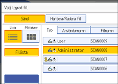 Bild på användarpanelens skärm