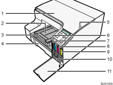 printer body illustration numbered callout illustration